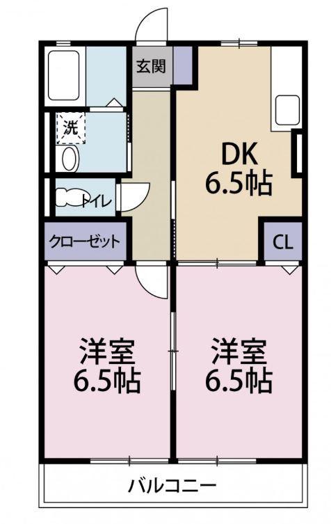 静岡県浜松市中央区 2階建 築26年(2DK/2階)の間取り写真