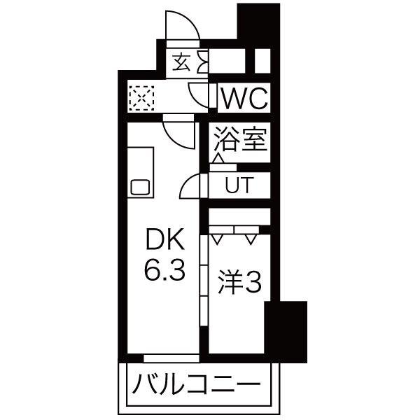 メイクスWアート名駅南III(1DK/11階)の間取り写真