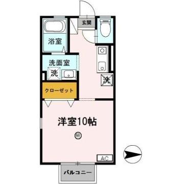 ルミエール A棟(ワンルーム/1階)の間取り写真
