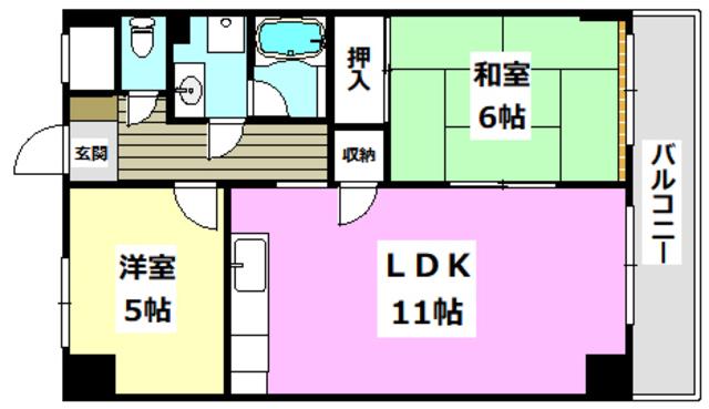 ローゼンガルテン(2LDK/6階)の間取り写真