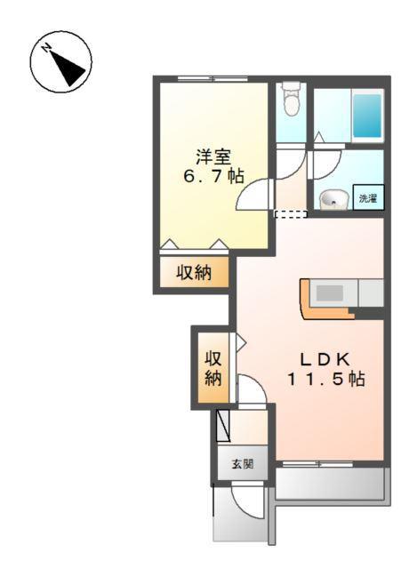 ブルーオアシス(1LDK/1階)の間取り写真