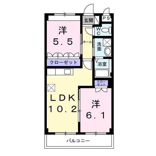 ライブリーベスト・かつらぎ(2LDK/2階)の間取り写真