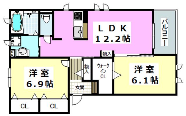 スカイガーデン紫明園(2LDK/3階)の間取り写真
