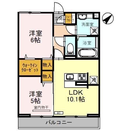 グランベール(2LDK/1階)の間取り写真