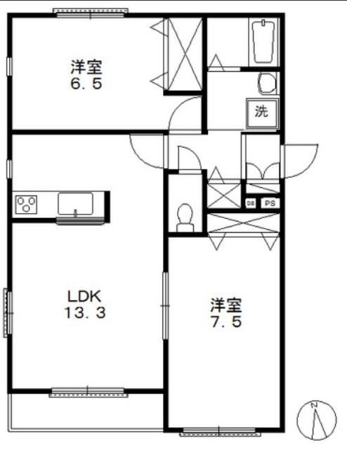 ドミール雪の下(2LDK/2階)の間取り写真