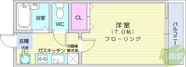 ハウス和輿(1K/3階)の間取り写真