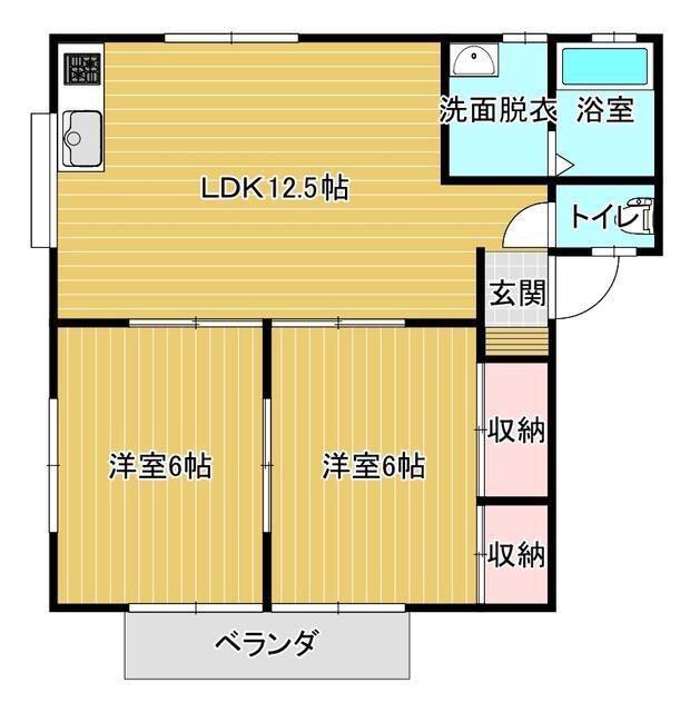 パステルコート(2LDK/2階)の間取り写真