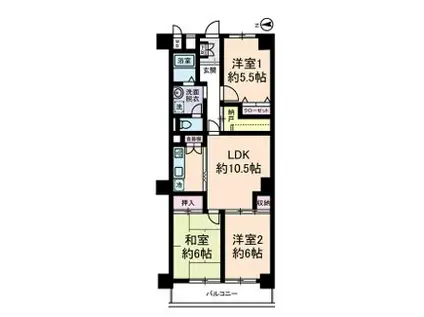 マンション国領(3LDK/6階)の間取り写真