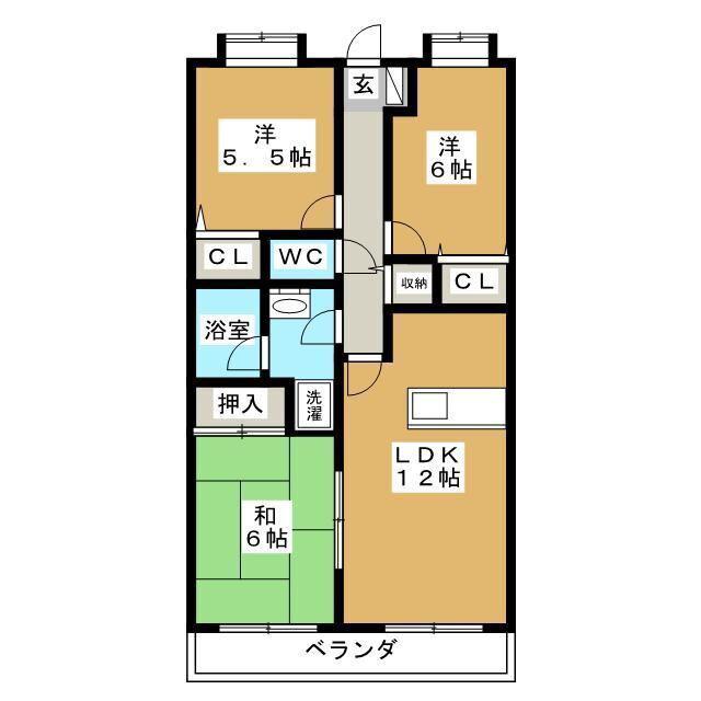 アンソレイエ(3LDK/4階)の間取り写真