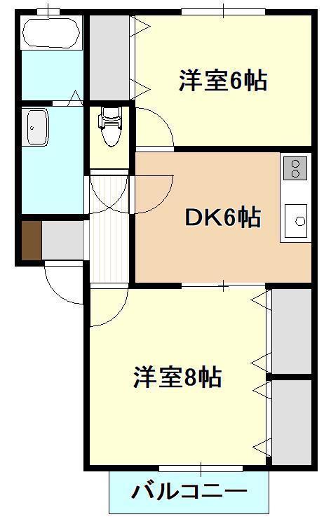 フラリッシュ・コア(2DK/2階)の間取り写真