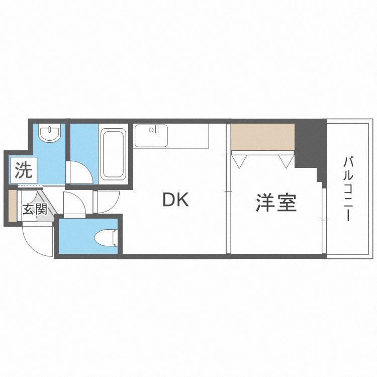 BRAVI南堀江(1DK/6階)の間取り写真