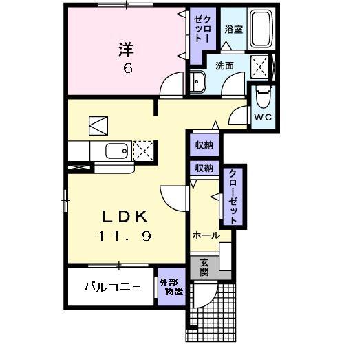 アクティブY21B(1LDK/1階)の間取り写真