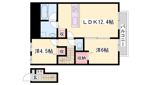 クオリティハイム阿保(2LDK/2階)の間取り写真
