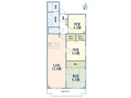 アルトゥーラ御影(3LDK/3階)の間取り写真