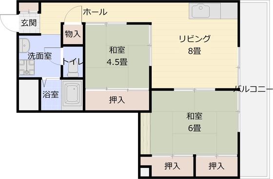 コーポ柏原(2LDK/1階)の間取り写真