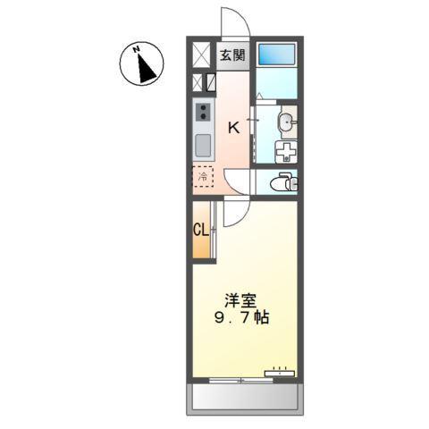 ニコII(1K/2階)の間取り写真