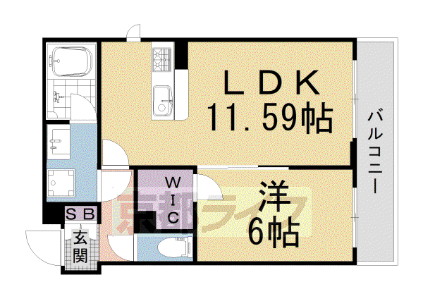 シャーメゾン北野白梅苑(1LDK/3階)の間取り写真