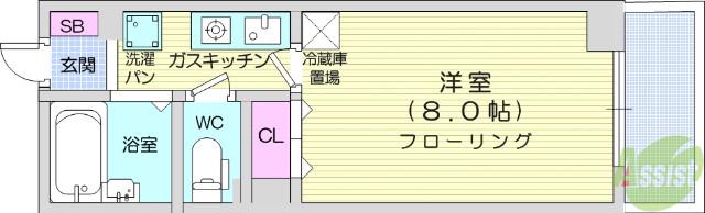 サンハイツ台原(1K/3階)の間取り写真