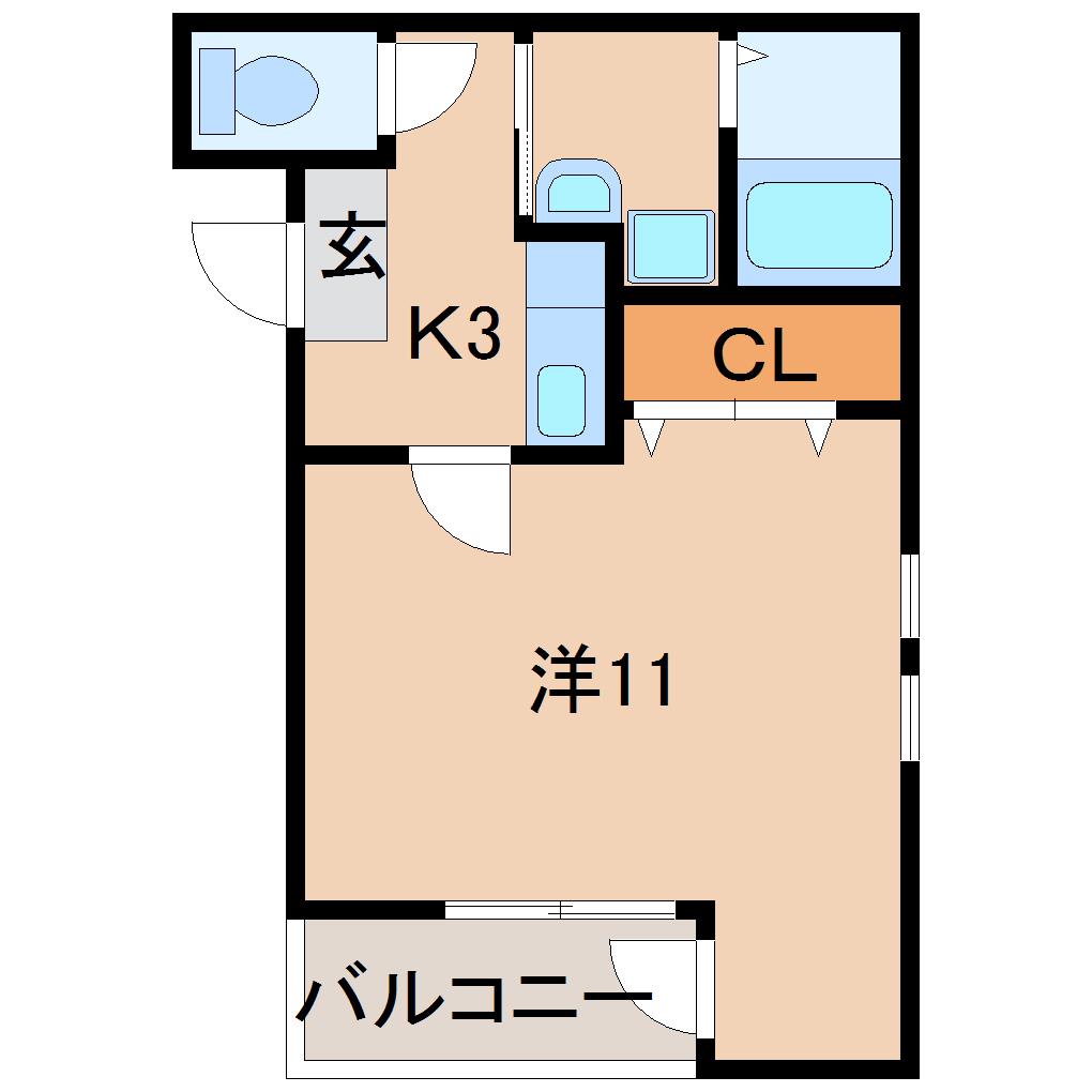 フジパレス市駅東III番館(1K/3階)の間取り写真