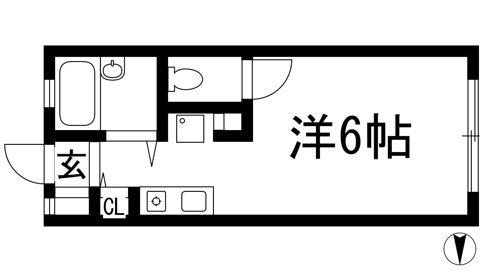 ルシエール甲東園(1K/1階)の間取り写真