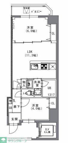 S-RESIDENCE菊川RIVIE(2LDK/5階)の間取り写真