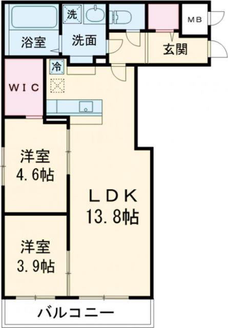 ERFOLG千歳春日(2LDK/4階)の間取り写真