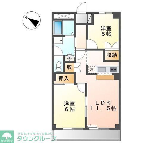 ロイヤルヒルズ(2LDK/6階)の間取り写真