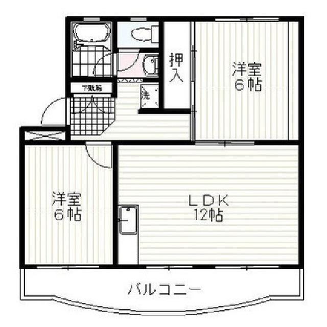 グリーンハイツ一木(2LDK/4階)の間取り写真