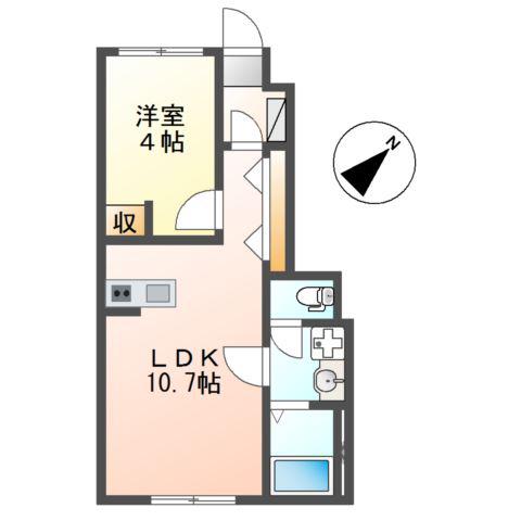 ベルメゾン矢取II(1LDK/1階)の間取り写真