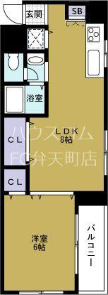 シャトー弁天弐番館(1LDK/10階)の間取り写真