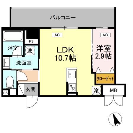 ヴィラ トルチュ東刈谷(1LDK/4階)の間取り写真