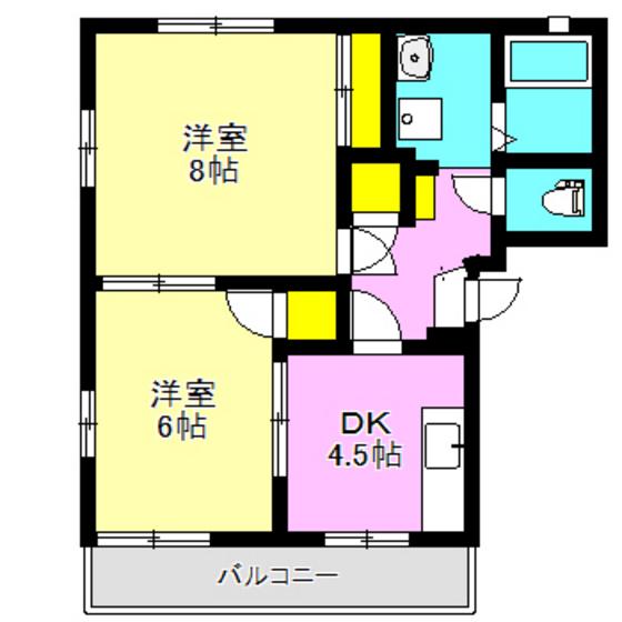 シャルマンハイム(2DK/2階)の間取り写真