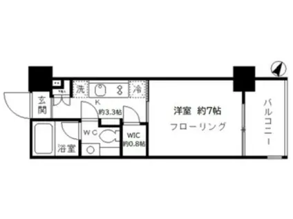 パークリュクス東麻布MONO(1K/8階)の間取り写真