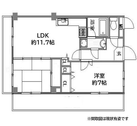 ルネ六甲八幡町(2LDK/5階)の間取り写真