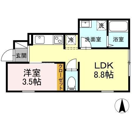 ラ・フォンターナ(1LDK/1階)の間取り写真
