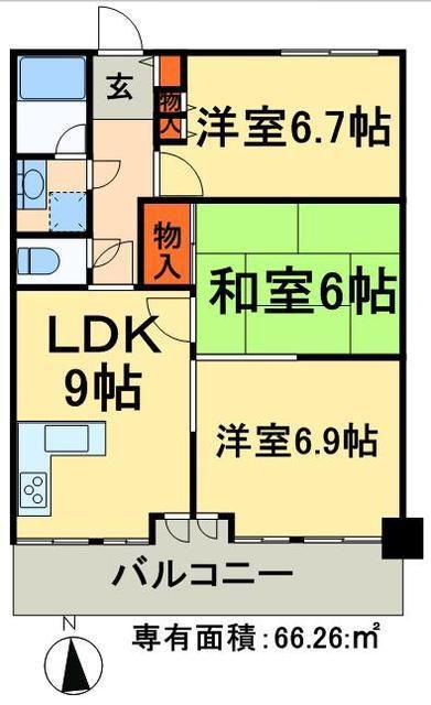エスポワール八柱(3DK/6階)の間取り写真
