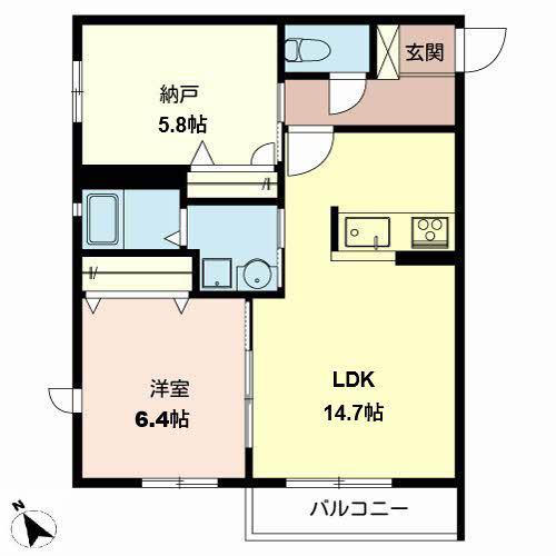 メゾンエイト(1SLDK/2階)の間取り写真