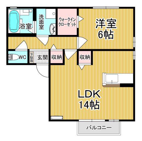 ライネスハイムC(1LDK/2階)の間取り写真