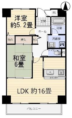 サンタウン明石ウエスト(2LDK/8階)の間取り写真