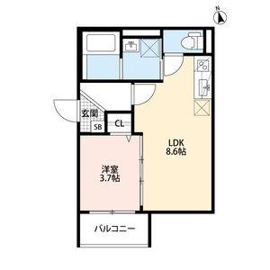 ユーヴェ常光寺(1LDK/1階)の間取り写真