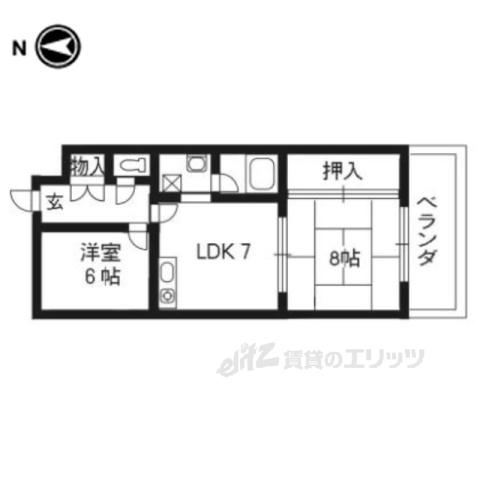 第2ニューシャトー長岡(2DK/3階)の間取り写真