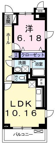 デスパシオ(1LDK/1階)の間取り写真