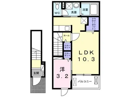 エルソラーレ(1LDK/2階)の間取り写真
