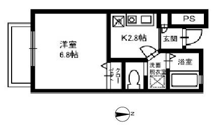 アステルKAIDO(1K/1階)の間取り写真