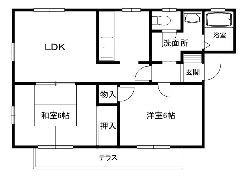 アークヒルズ(2LDK/1階)の間取り写真