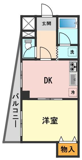 メゾントルチュベルト(1DK/2階)の間取り写真