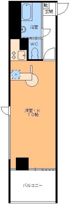 グラスパティオ(ワンルーム/10階)の間取り写真