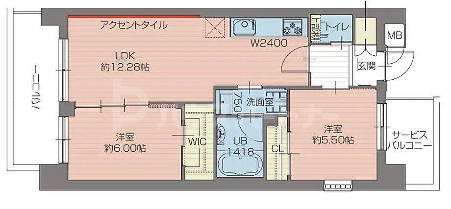 プレジオ北綾瀬ASIAN(2LDK/7階)の間取り写真
