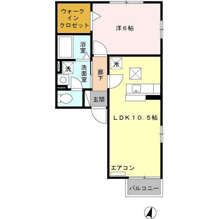 エスポワール(1LDK/1階)の間取り写真