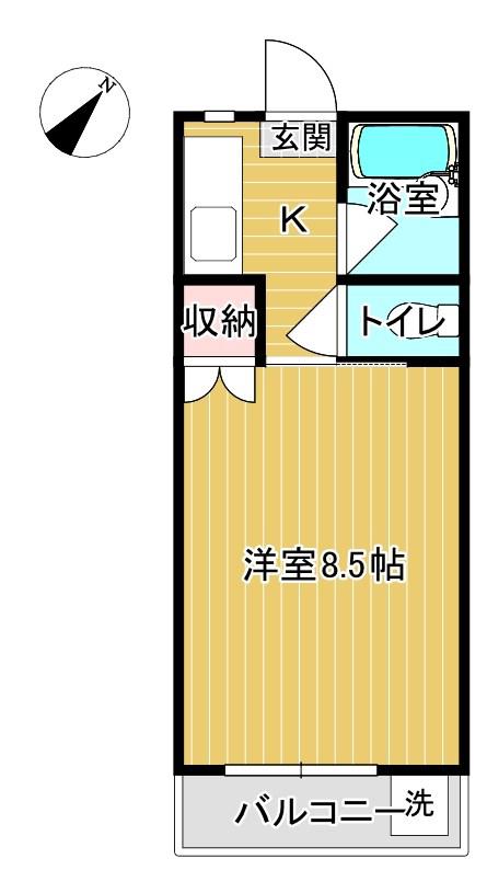 ヴィラージュM(1K/2階)の間取り写真
